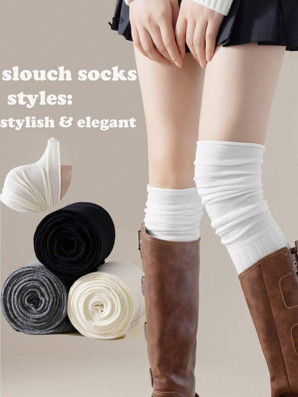 Medias por encima de la rodilla acanaladas para mujer, medias altas multicolor tipo bota - Calcetines de punto con parte superior holgada para uso diario de mujeres