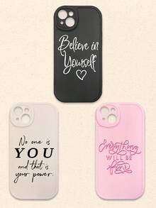 3件套多色字母印花手机壳，带摄像头保护，兼容和Galaxy智能手机 - 彩色 - 查看 26