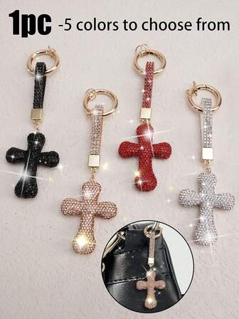 1 buc breloc elegant cu cruce cu stras, breloc creștin cu farmec, breloc cu tematică Isus, pandantiv elegant pentru geantă, decorare pentru geantă, breloc decorativ pentru chei și genți de mașină, ornament decorativ pentru poșetă, rucsac, material din aliaj, design cu cataramă inelară, cadou pentru ea, mamă, prieteni, Anul Nou, cadouri de Paște, cadouri de Crăciun, cadouri de petrecere, cadouri de ziua de naștere, cadou ideal de ziua de naștere pentru femei.