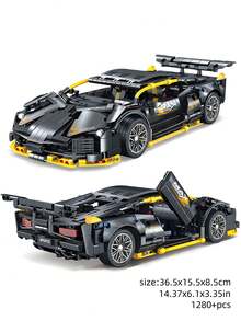 5pcs Super Sports Car Model, Available In Pink, Green, Black, White&Purple, Purple, High-Tech Super Sports Car, 1200+ Pcs Building Blocks, 1:14 Car Model, 14 Inches Long After Assembly, ABS Material, Adult Gift Car Building Blocks Model, Adult Collectable Building Blocks Toy