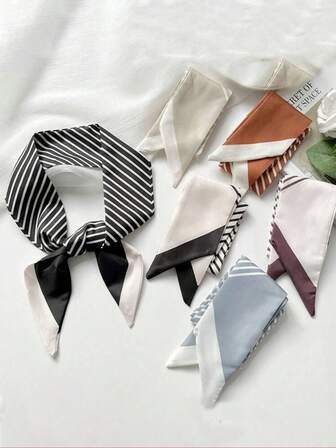 6 Packs Striped Headbands Set - 6 Colors Silk Hair Scarf & Ribbon For Women & Girls | Everyday, Beach, Sports, Party Hair Accessories Women Bandanas Winter Head Wrap Warm