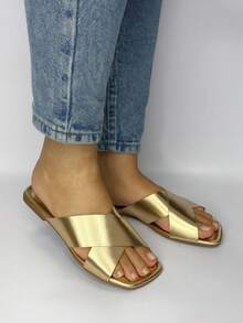Women's Flat Sandal With Crossed Strap X Modern - Gold - View 4