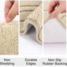 Pauwer Bathroom Rugs Sets 5 Piece With Lid Cover Bathroom Shower Rugs With U-Shaped Contour Toilet Mat Absorbent Microfiber Plush Bath Mats Non Slip Bath Rugs Machine Washable Bathroom Floor Mats - Đường màu be - Xem 10