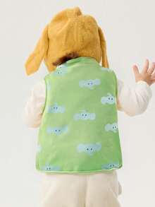 Balabala 2pcs/Set Kids Reversible Vest, Boys/Girls Fleece Jacket For Autumn/Winter - Gray Green Tone - View 7