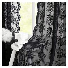 Black Floral Lace Sidelight Curtains For Front Door 72 Inch Length Boho Goth Sheer Front Door Curtains For Glass Window Coffin/Dark/Halloween/Spooky/Skull/Moody/Witch/Creepy Room Decor 52"W X 72"L - 多色622 - 查看 3