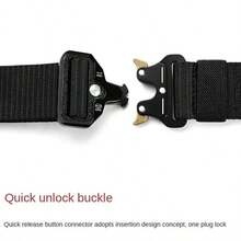 Solid Plastic Quick Release Men Belt Pluggable Buckle Belts Outdoor Hunting Tactical Combat Belt Survival Canvas Hiking Hunt - Black - View 5
