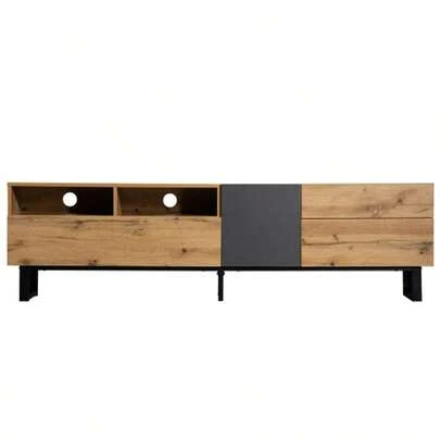 Modern Colorblocking-TV-Schrank TV-Schrank Mit Holzmaserung 180cm