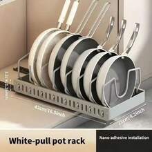 Stozle Pull Out Pot Lids Organizer Rack, 1pcs/2pcs Pots And Pans Organizer For Under Cabinet, Pot Lid Holder With 8 Adjustable Compartment For Kitchen Cabinet Cookware Baking - 1pcs灰色 - 查看 1