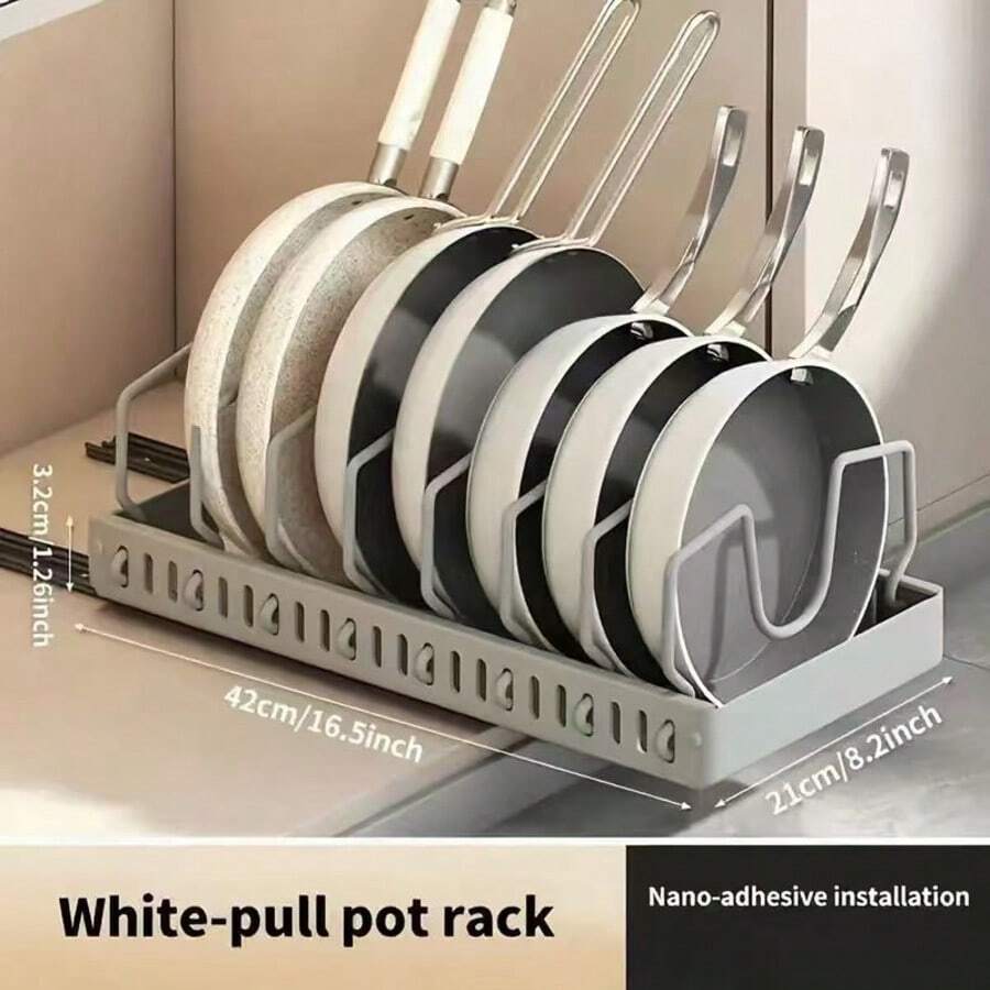 Stozle Pull Out Pot Lids Organizer Rack, 1pcs/2pcs Pots And Pans Organizer For Under Cabinet, Pot Lid Holder With 8 Adjustable Compartment For Kitchen Cabinet Cookware Baking - 1pcs灰色 - 查看 1