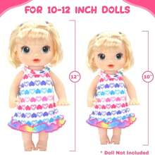 10 Set Alive Baby Doll Clothes, Doll Clothes And Accessories For 10-12 Inch Girl Dolls Outfits Include Cute Jumpsuit, Skirts - 彩色 - 查看 3