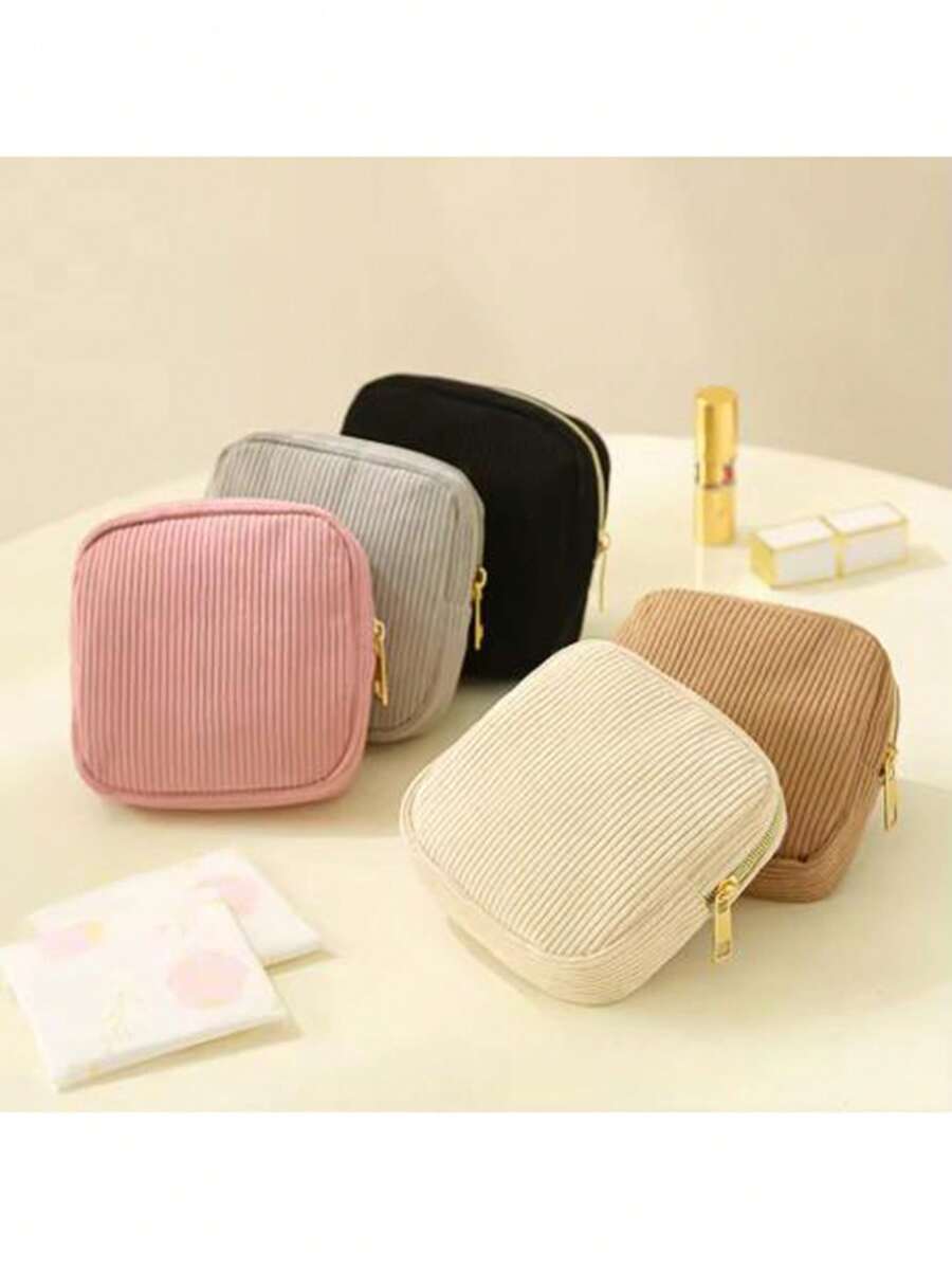 1pc Fashion Makeup Lipstick Sanitary Napkins Case Mini Cosmetic Storage Pouch Women Ins Travel Organizer Bags Small Pouch,Makeup Bag,Travel Essential - Multicolor - View 1