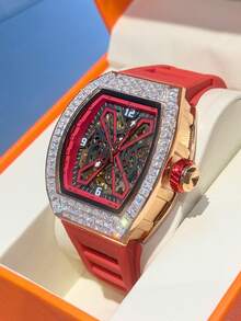 ONOLA JN302 Fashion Men's Barrel Shaped Mechanical Watch With Automatic Chain Hanging Hollow Tourbillon, Shining Decoration, Ideal Gift For Men