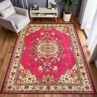 1pc Colorful Geometric Pattern Printed Carpet, Style Washable Flannel Polyester Rectangle Rug With Raised Dot Details, Soft, Absorbent, Non-Slip, Dirt-Resistant, Suitable For Living Room, Bedroom, Kitchen, Nursery, Office, Party, Birthday, Spring, Summer, Autumn, Winter