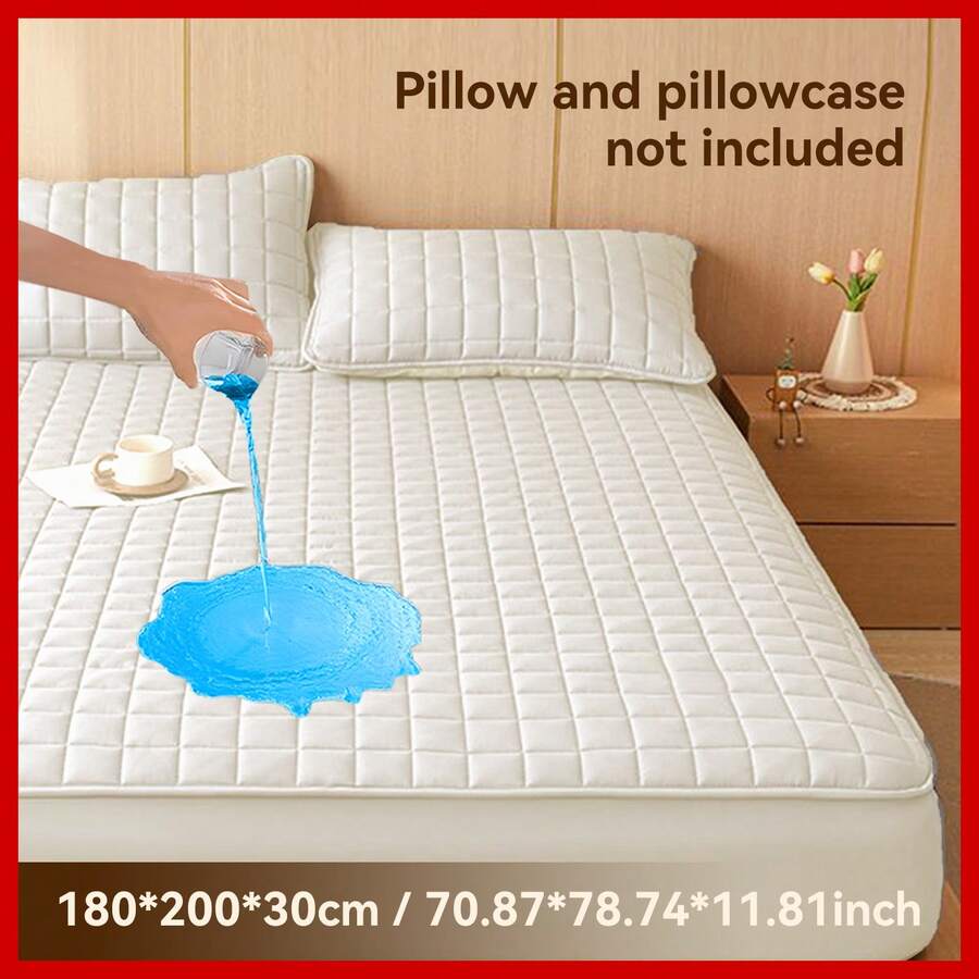 1Pc Waterproof Mattress Protector, Mattress Cover, Suitable For Bedroom/Guest Room/Hotel, Soft, Skin-Friendly, Breathable And Waterproof, Suitable For Machine Wash/Hand Wash, Does Not Include Pillow And Pillow Core - White - View 1