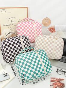 1 buah Sampul Buku Bermotif Kotak-kotak, Sampul Alkitab Besar Berlapis, Pelindung Buku Catatan Elastis, Sampul Alkitab dengan Kantong Resleting dan Pegangan, Tas Pembawa Buku, Hadiah Ideal untuk Wanita, Pria, Gadis, untuk Belajar, Gereja, Hadiah Kristen - MultiWarna - View 1