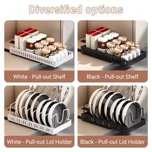 Stozle Pull Out Pot Lids Organizer Rack, 1pcs/2pcs Pots And Pans Organizer For Under Cabinet, Pot Lid Holder With 8 Adjustable Compartment For Kitchen Cabinet Cookware Baking - 1pcs灰色 - 查看 3