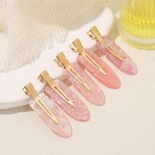 5pcs Acetic Acid Invisible Pressure Clip Hair Clips Hair Claws Hair Slide Barrettes School Supplies Hair Accessories Headwear For Women Girls Teens - 粉色 - 查看 8