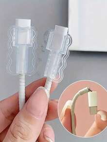 5件套波浪形线缆保护套，热塑性聚氨酯（TPU）线缆保护套，线缆保护配件，无需电池，适用于手机，数据线保护套装