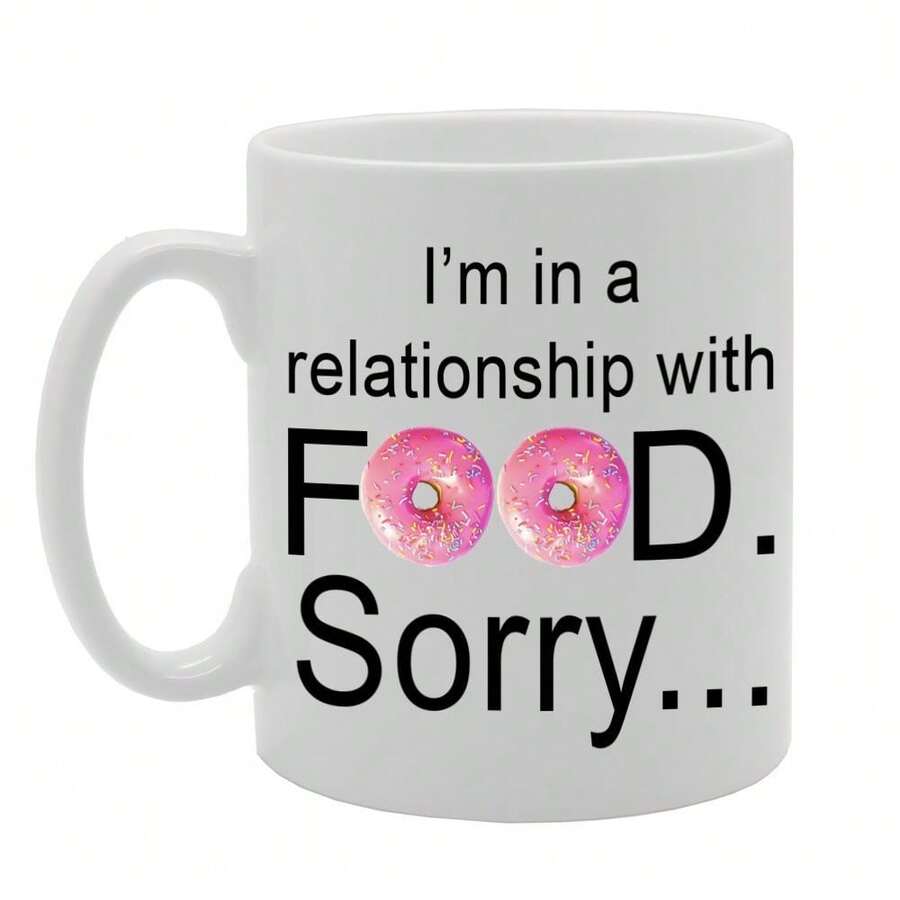 Coralgraph Relationship With Food Printed Ceramic Tea Coffee - Funny Printed Coffee Mug - Great Gift Idea MG054 - White - View 1