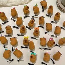 10pcs Cute Capybara Cartoon Hair Plush Clips Set - Elegant & Playful PVC Barrettes For Women, Perfect For Casual Attire, Three-Dimensional Headband, Spring Clip, Hair Accessories - 彩色 - 查看 4