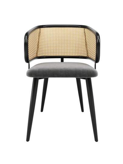 Dining Chairs, Chairs Rattan Backrest, Fluwelen Cushion Seat, Com Tafel Breathable, Moderne Restaurants, Living Rooms Cafes view 2