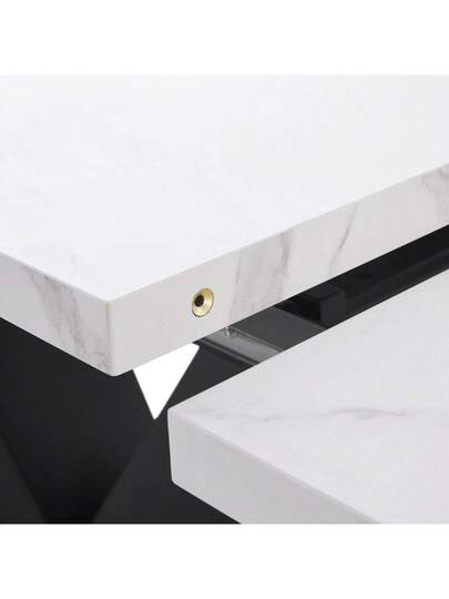 Telescopic Dining Tafel (99 159*75cm), Extendable Table, Space Saving Kitchen Large Work Surface, Flexible Home Office Living Room, Wit Shaped view 10