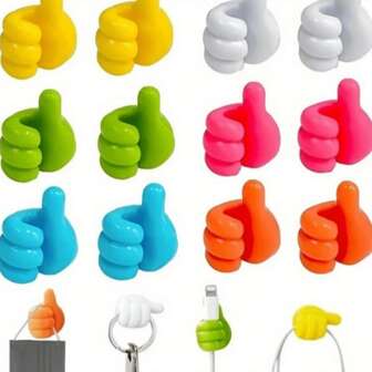 1 pièce Lot de 10 crochets muraux à forme de pouce à colle forte polyvalents - Style mode, montage auto-adhésif, installation facile pour dortoir, cuisine, chambre à coucher - Pas besoin de clou