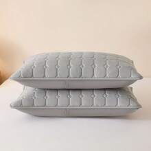 2件装防水防污防油绗缝无拉链枕套，不起球，信封式枕套，无拉链，柔软透气，防水，无异味，无噪音 - 淺灰色 - 查看 12