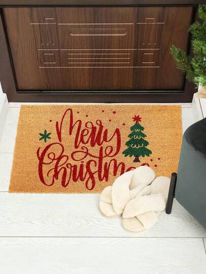 Un tapis de bain antidérapant personnalisé avec motif géométrique d'arbre de Noël, tapis d'accueil en polyester tissé lavable en machine, convient pour la salle de bain, la chambre, la cuisine, la buanderie - tapis de porte rectangulaire pour les fêtes, taille 40x60cm