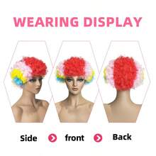 Colorful Clown Wig, Curly Wig For Cosplay, Sports Fans, Funny Party, Suitable For Halloween And Other Festivals - Multicolor - View 6