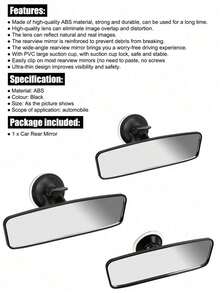 Universal Car Rearview Mirror With Wide-Angle & 360° Rotation & Adjustable Suction Cup