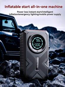 Arrancador de coche de 5000A y 150PSI con compresor de aire, paquete de refuerzo de batería de coche portátil de 12V con cables de arranque, luz LED y pantalla LCD - Multicolor - Ver 7