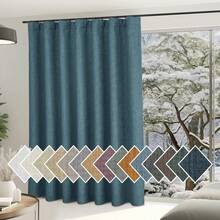 2025  Bedroom Curtains 2 Panels Sets Faux Linen Textured, Pinch Pleated Room Darkening Light/Heat Blocking Window Drapes Thermal Insulated For Living Room, Angora, W50 X L108, 2 Panels - 灰藍色 - 查看 9
