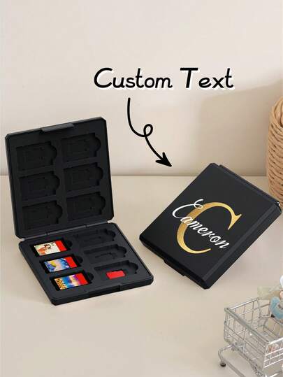 Customized Switch Game Case Holder For Switch 2 Cartridge Case, Customized Name Game Cartridge Organizer Compatible With Nintendo Switch OLED/Switch NS/Switch Lite With 12 Game Card Slots & 12 Micro SD Card Slots, Hard Shell, Silicone Lining Black,Switch Accessories,Spring Romance/Back To School Gift/Christmas Gift