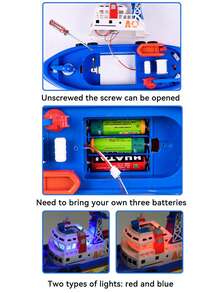 1 件装男孩电动船，带灯光和音乐，儿童船模，适合男孩女孩，儿童生日礼物，课堂派对奖品（不含电池，手工测量可能略有偏差） - 彩色 - 查看 9