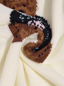 Women's Autumn And Winter New Knitted Round Neck Little Bear Pattern Pullover Sweater Casual Simple Cute Fall Streetwear New Year