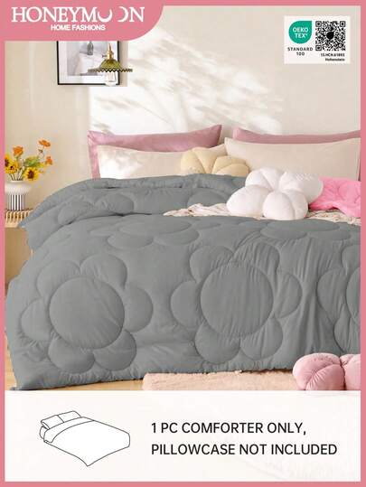 1pc Fluffy Warm Floral Stitch All-Season Comforter, Cloud Comfort Down Alternative Duvet Insert For All Size Bed -Twin, Full, King, Queen Size, For Home Bedding And School Bedding Dorm Essentials, Oeko-Tex Certified