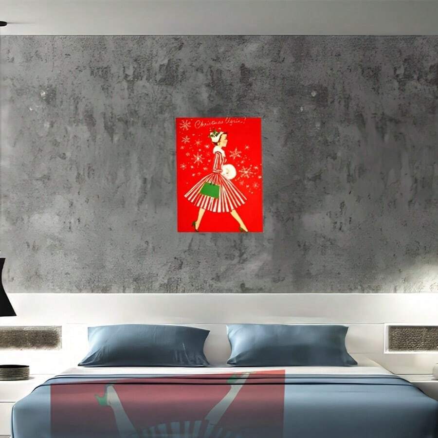 Vintage Christmas Poster: 1Pc Canvas Print - No Frame Included - Wall Art For Home Decor - Suitable For Bathroom, Bedroom, Office, Living Room, And Study - Canvas Material - Multicolor - View 1
