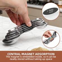 5/9pcs Magnetic Measuring Spoon Set, Double-Sided Tea Spoon Measuring Spoons, Heavy Duty Stainless Steel Measuring Spoons With Level, Suitable For Measuring Dry And Liquid Components, Accurate Measurement - Coffee Scoop, Baking Tools, Measuring Spoons For Home, Precise Measurement, Double-Headed Measuring Spoon Set, Kitchen Utensils, Apartment Essentials, Halloween & Christmas Gifts - - - View 3