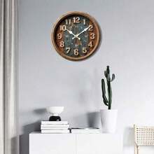 Wooden Clock Rustic Wooden - Themed Round Wall Clock Vintage Decor Home Living Room Wall Art Decor Wooden Silent Non-Ticking Wall Clock, Battery Powered, Decoration 2025 - Black - View 6