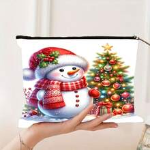 8 piezas, Bolsa de tela con estampado de muñeco de nieve lindo y doble cara, bolsa de compras con escena nevada, estilo bohemio y académico, ideal para regalos de Navidad, Acción de Gracias y Pascua, adecuado para uso diario, picnics, vacaciones en la playa, trabajo y escuela, 16in*14in
