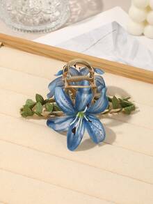 1个优雅花朵发爪，绿色藤蔓缠绕发爪发夹，冬季发饰，优雅爪夹花朵发夹，夏季海滩度假发夹 - 彩色 - 查看 10