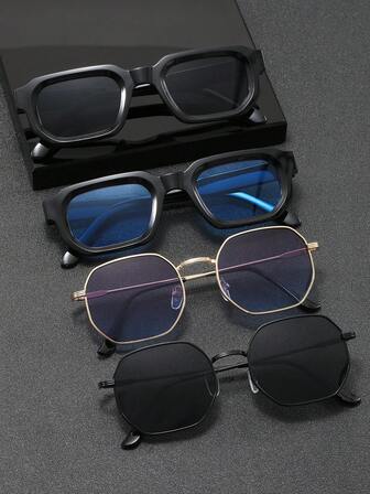 4 Adet/Takım Şık Günlük Erkek Gözlükleri, Lüks Marka Tasarımcı Gözlükleri, Yüz Hatlarını ve Boyutlarını Geliştirir, Günlük Yaşam, Plaj, Araba Kullanma, Kamp, Balık Tutma, Parti ve Açık Hava Seyahatleri İçin Uygundur, Eğlence Güneş Gözlükleri, Parlama Önleyici