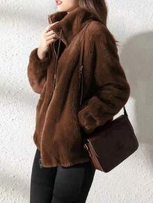 Women Reversible Fleece Zip-Up Jacket, Autumn/Winter