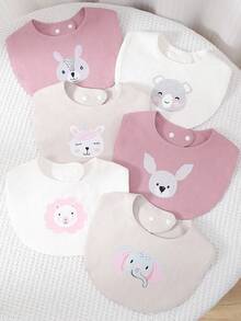 momscare Random Set Of 3 Baby Girls Animal Pattern Bibs - Multicolor - View 8