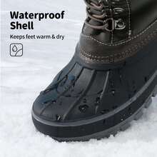 Kids Snow Boots For Boys And Girls, Water-Resistant Mid Calf Winter Shoes With Faux Fur Lining, Warm Insulated Anti-Slip Boots For Little Big Kid - Màu xám đen - Xem 5