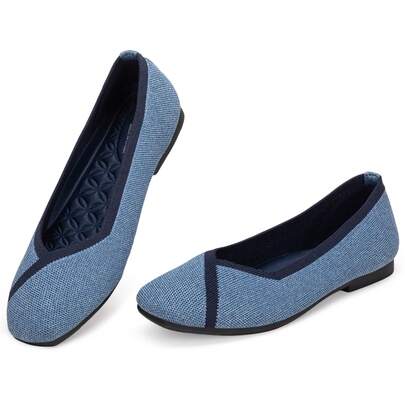 Frank Mully Damen Flache Schuhe mit quadratischer Zehenpartie, Bequeme Flache Strickschuhe, Arbeitsschuhe für Damen JS6081