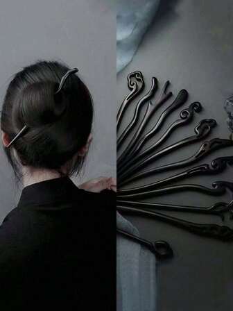 Black Sandalwood Hair Stick, Elegant And Cool Hairpin, Traditional Chinese Style Hair Accessory Boho, Bun Extension, Hair Styling Pins, Bobby Pins