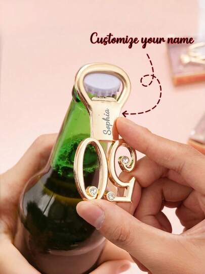 1 Stück individualisierter goldener Flaschenöffner mit Jahrestags-Nummer, mit Ihrem Text per UV-Laser graviert, einzigartiges Erinnerungsgeschenk geeignet für Jahrestag, Geburtstag, Hochzeit, Valentinstag, Küche und Bar, Partybevorzugungen