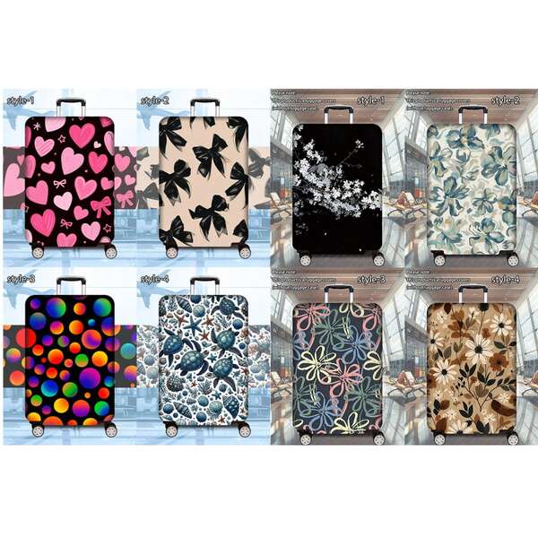 1 Pc 300g/M2 Printed Series Leisure And Vacation Series Printed Pattern, Thickened Suitcase Protective Cover, Thickened Suitcase Accessories, Suitable For Business Trips, Vacations, Travel, Luggage Check-In, Back To School, Add Configuration To Your Suitcase. Suitable For 20-28 Inch Suitcases.